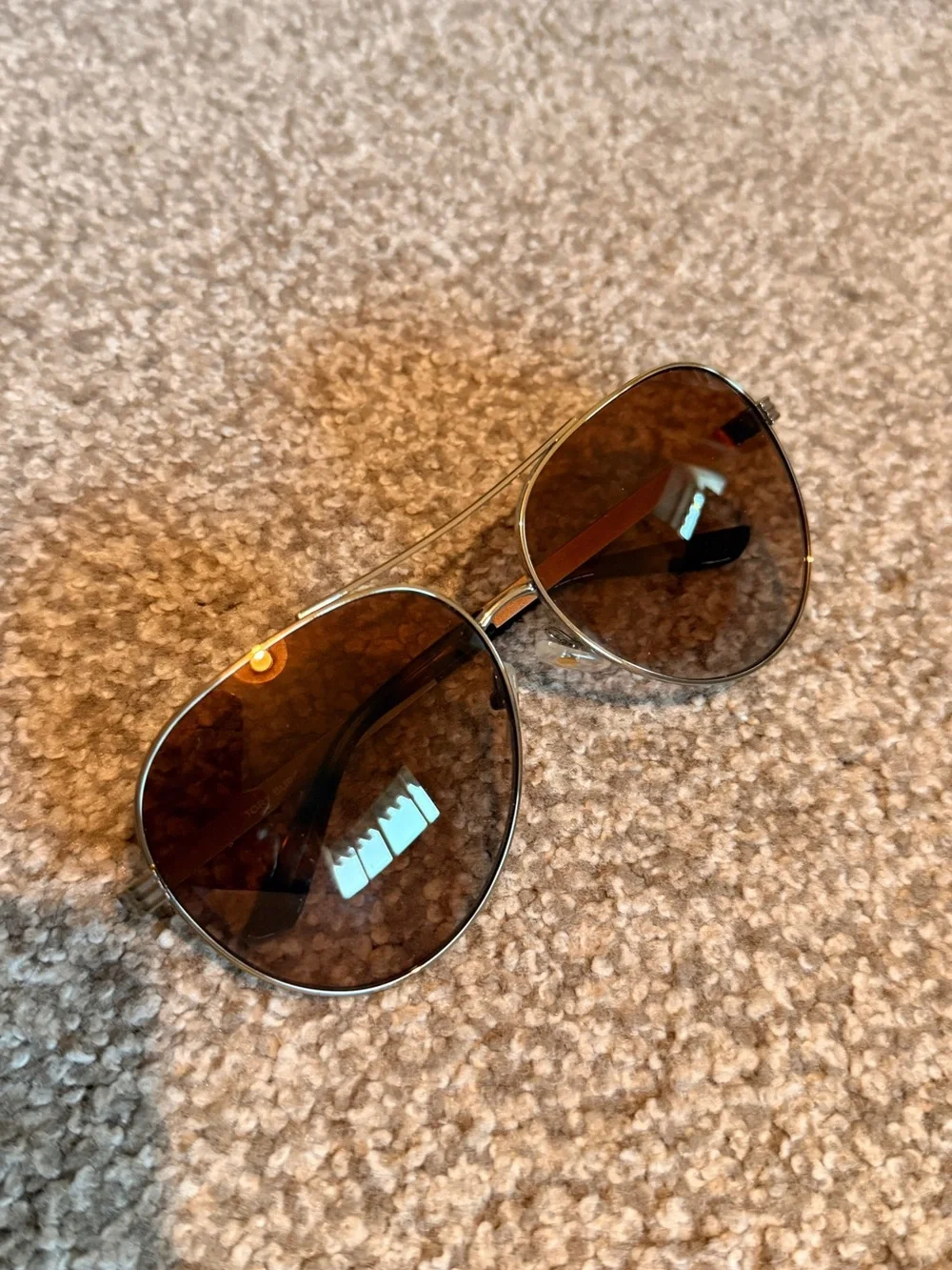 Tory Burch Aviator Sunglasses in Brown with Silver Frame